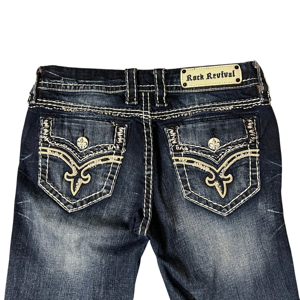 Rock Revival Jeans Womens 29 Blue Hera Skinny Dark Wash Embellished 30x29
